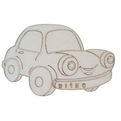 Drevená magnetka s menom dieťaťa v tvare auta