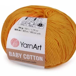 priadza na háčkovanie značky yarnart baby cotton HORčICOVá