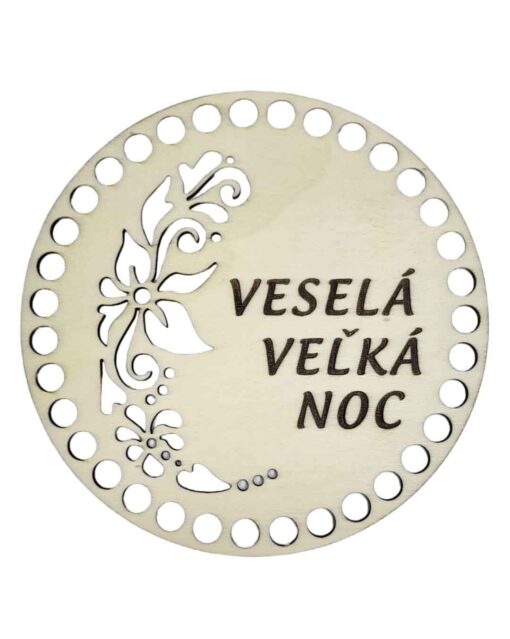 Drevený výrez dno na háčkovaný košík s témou veľká noc
