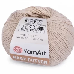 priadza na háčkovanie značky yarnart baby cotton bezova svetlá