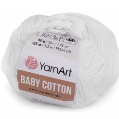priadza na háčkovanie značky yarnart baby cotton biela