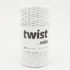 Bavlnená krutená šnúra twist 3mm farba biela so striebornou glitter