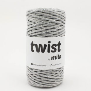 Bavlnená krutená šnúra twist 3mm farba strieborna glitter