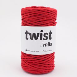 Bavlnená krútená šnúra twist 3mm farba červená