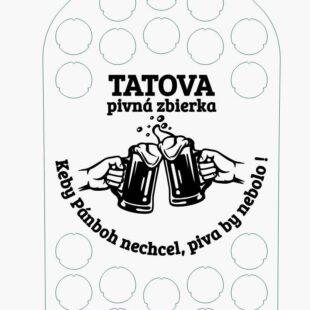 Drevená tabuľa v tvare pivnej fľaše na odkladanie pivných zátok