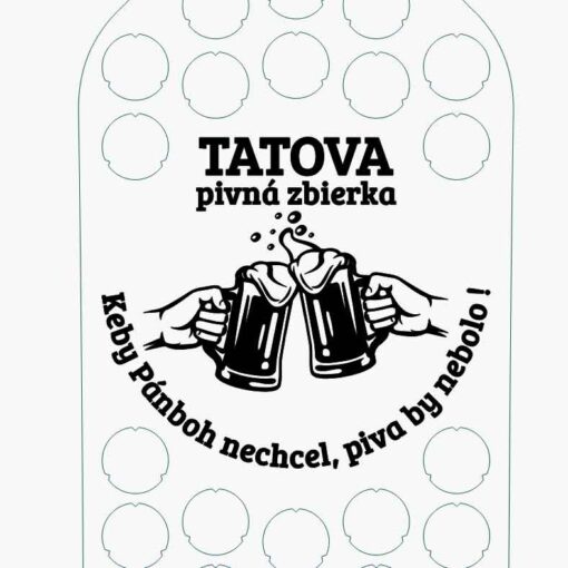 Drevená tabuľa v tvare pivnej fľaše na odkladanie pivných zátok